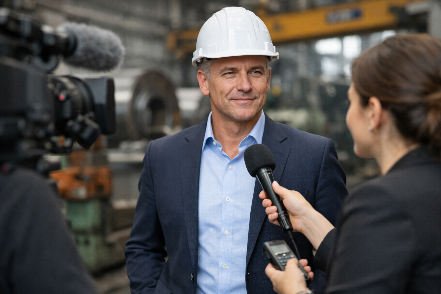 Confident Executive Interview at Manufacturing Plant-1