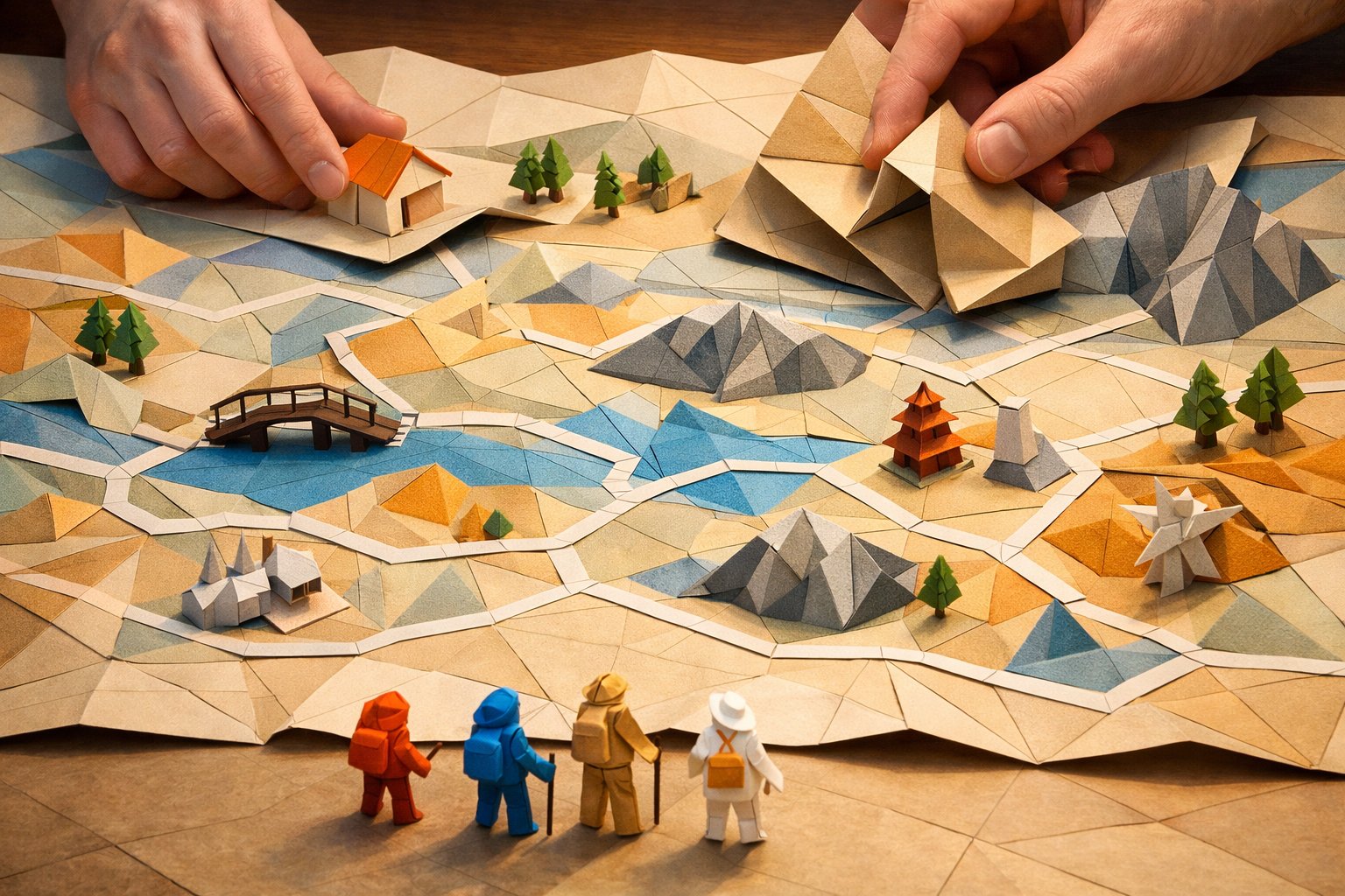 Origami Map Being Redrawn by Unseen Hands-1