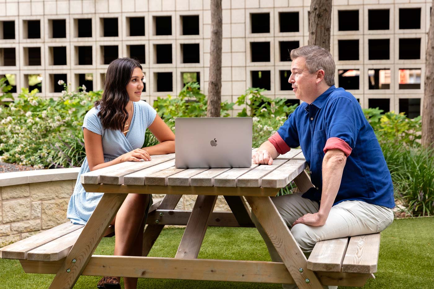 Scott-Stephanie-Talking-Bench-Outside