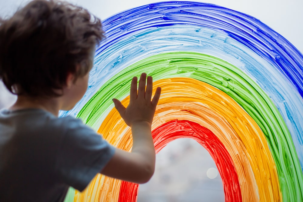 boy with rainbow