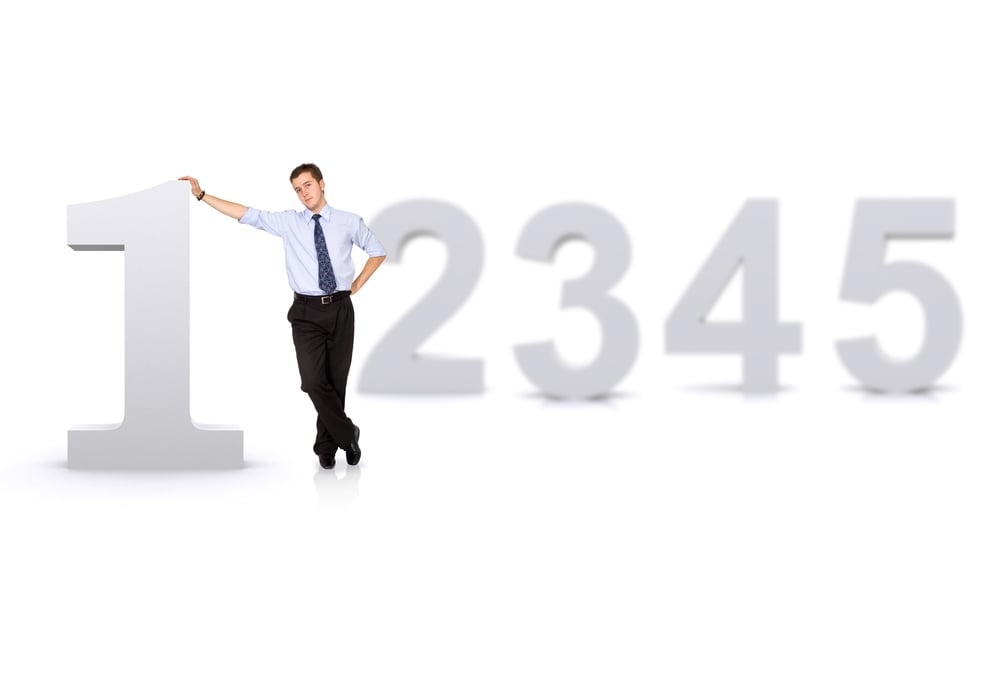 business number one man in front of other numbers isolated over a white background-1
