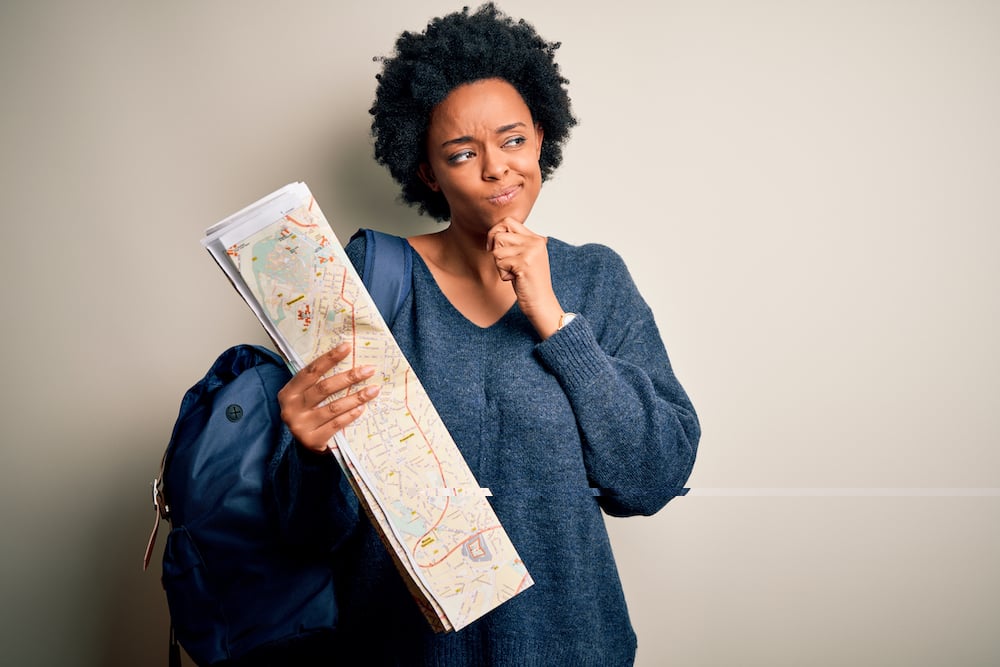 woman with map