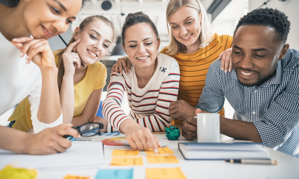 Image showing a group brainstorming on topics