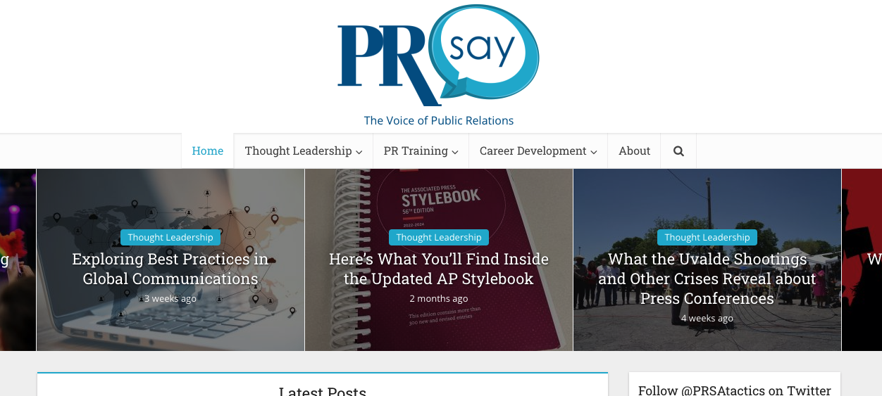 Screenshot of PRSay website